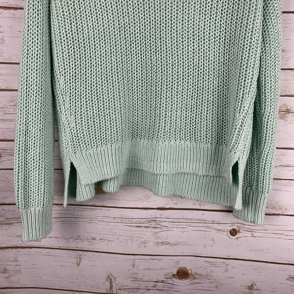 Lou & Grey medium high low sweater green crew neck - Picture 3 of 8